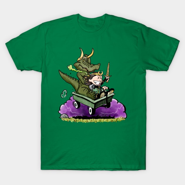 Kid Lokalvin and Hobbesigator T-Shirt by NoahGinex